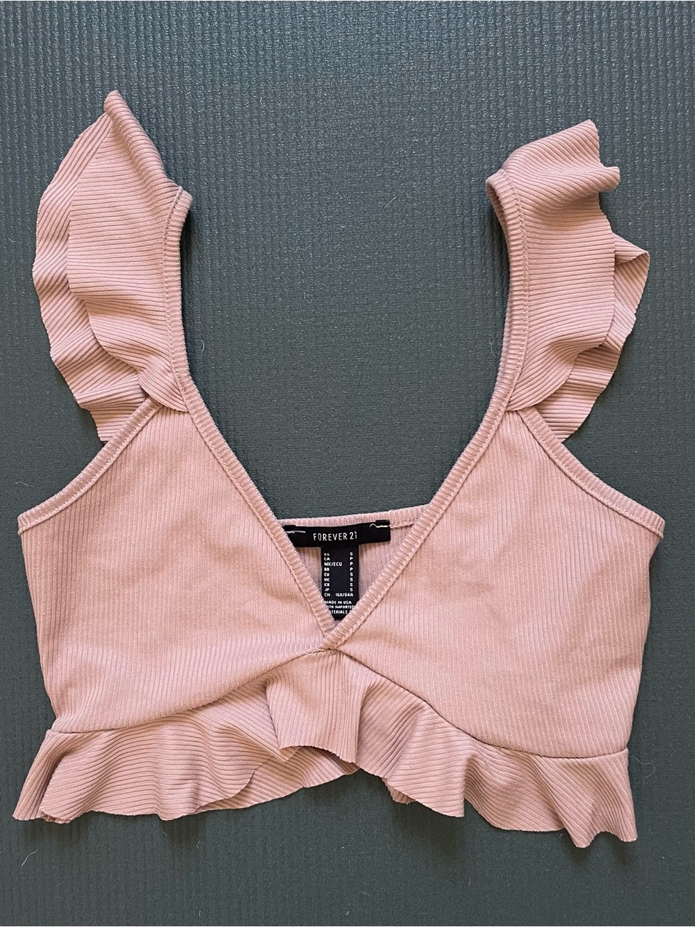 Blush Pink Ruffle Crop Tank Top